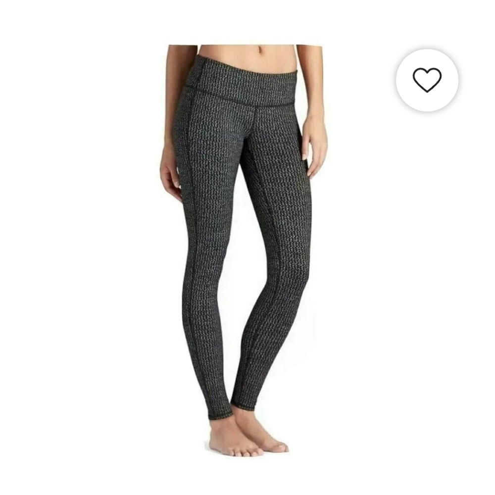 Athleta Chaturanga Tight Leggings Black Zig Zag‎ Print Size Small